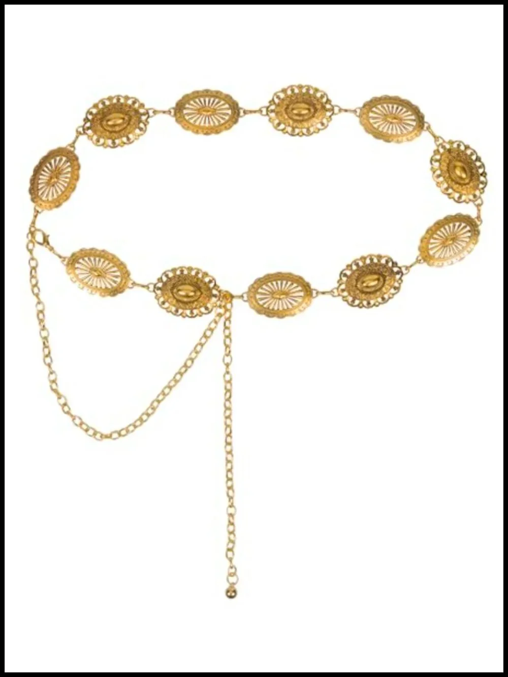 Gold Plated Metal Western Chain Belt Adjustable 51.2